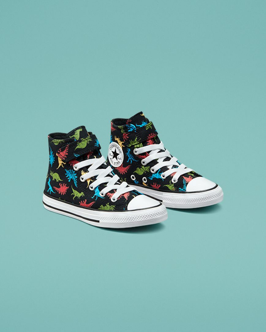 Tenisi Inalti Fete Converse Chuck Taylor All Star Easy-On Dinosaurs Negrii Rosii Albastri | RO 0PUHC932